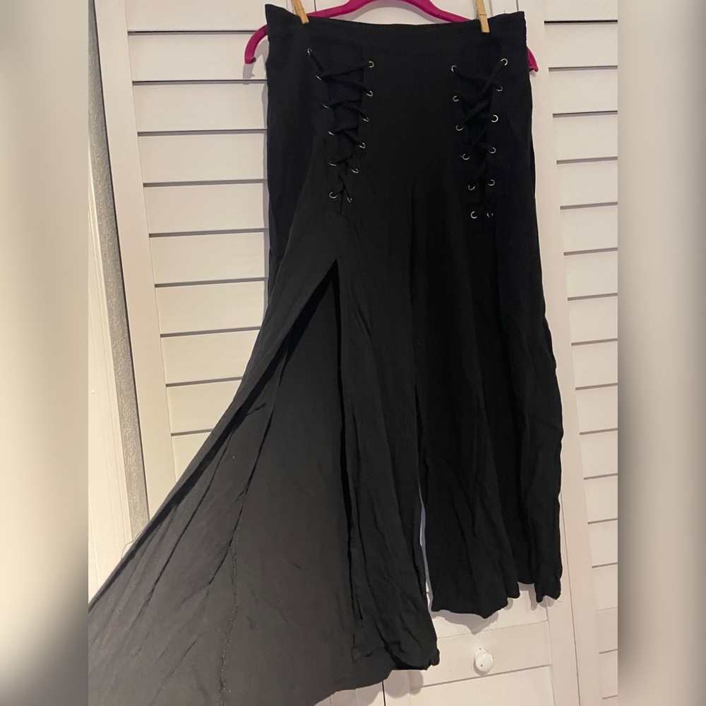 Earthbound Lace Up Split Plazzo Pants Bohemian Witch